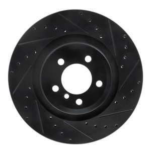 BMW ALPINA B7 Brake Rotor (1) - Rear Right - R1 Concepts - Drilled & Slotted - Black - `07-`08